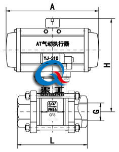 內螺紋氣動球閥 (三片式)